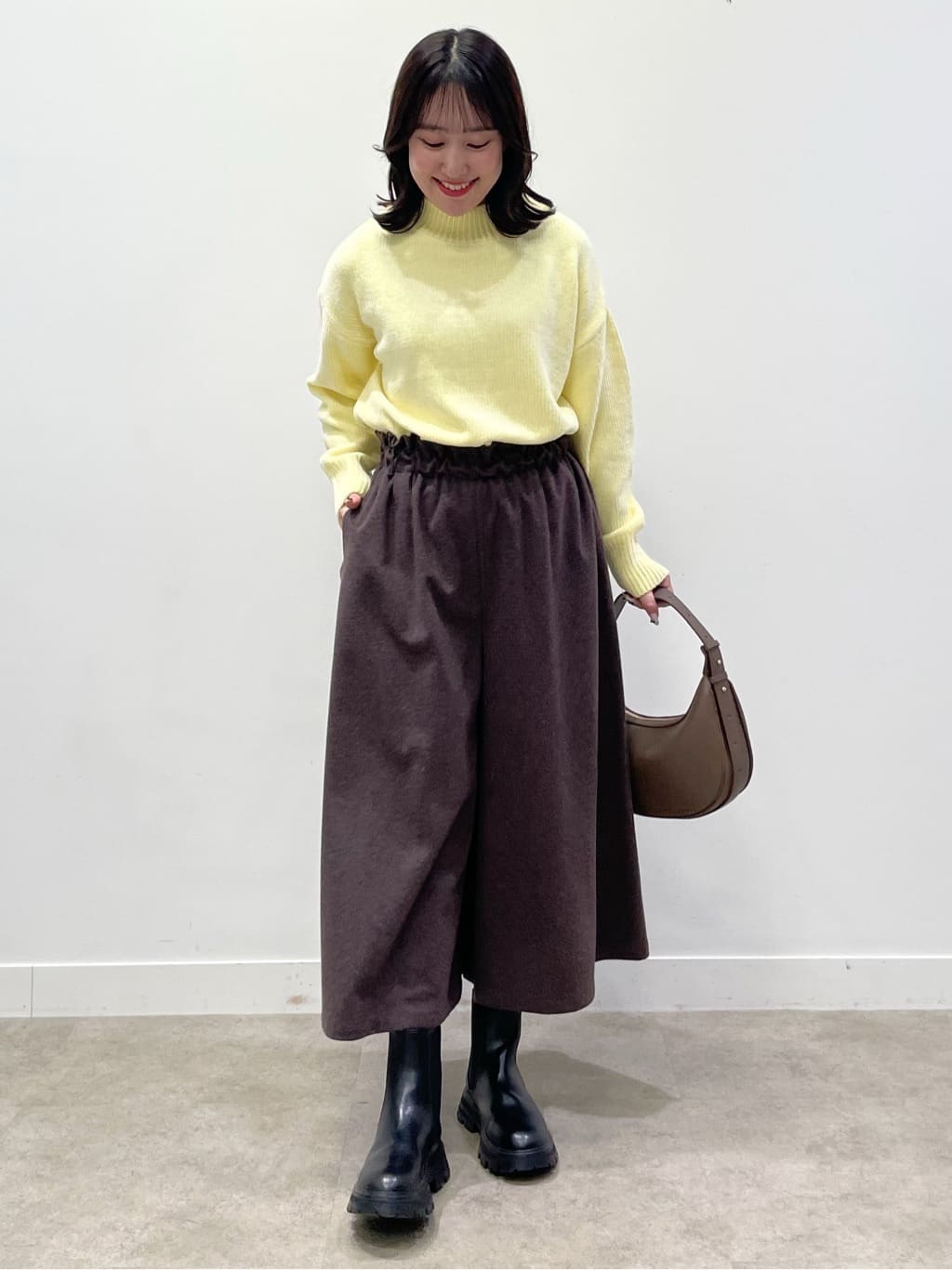 yukariさんの「Dessin｜【洗える】ハイネックベロアモールニット」を使ったコーディネート