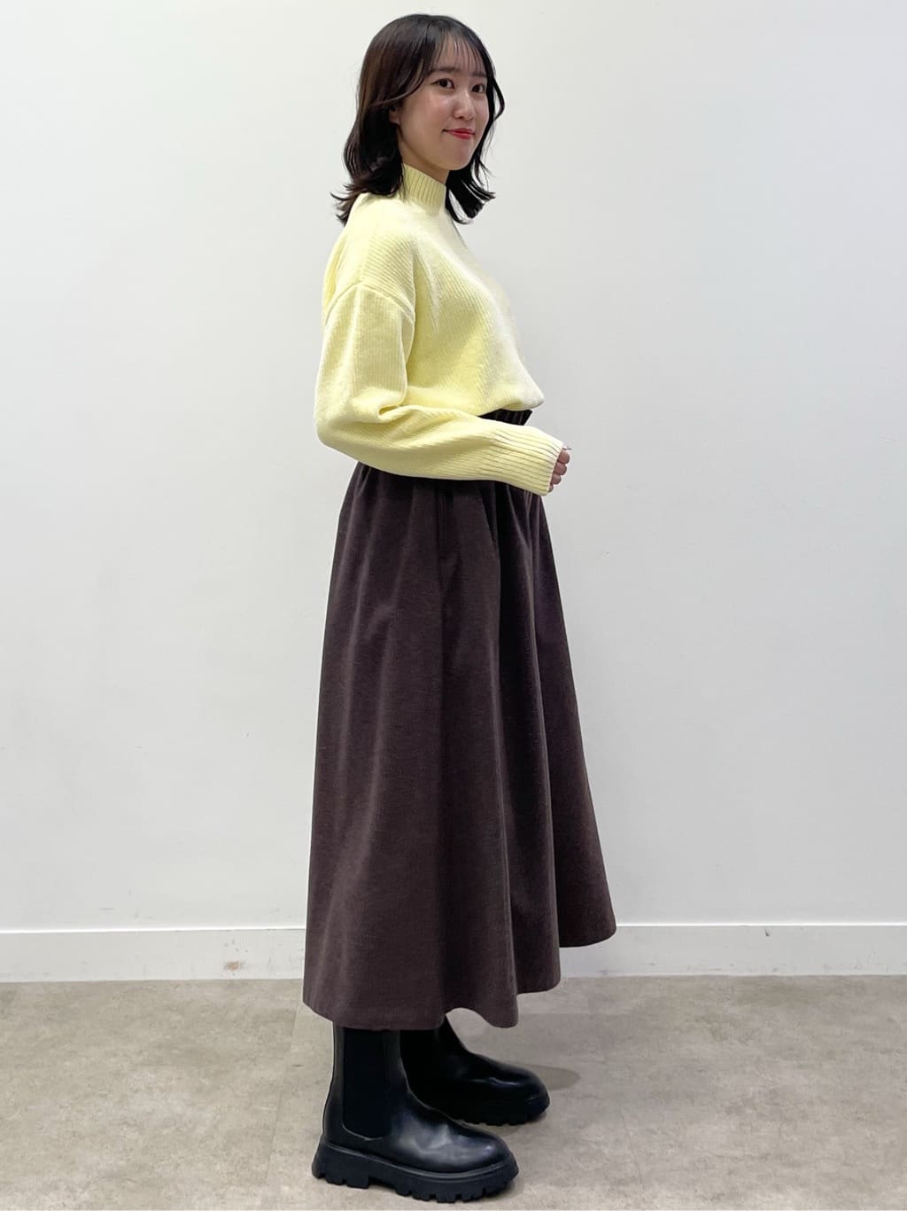 yukariさんの「Dessin｜【洗える】ハイネックベロアモールニット」を使ったコーディネート