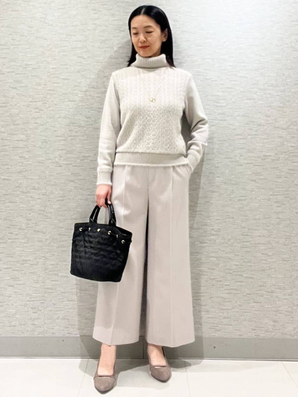 marikoさんの「Reflect｜【SS-4Lサイズ／衿が顔に当たらない◎】スタンドネックミドルコート」を使ったコーディネート
