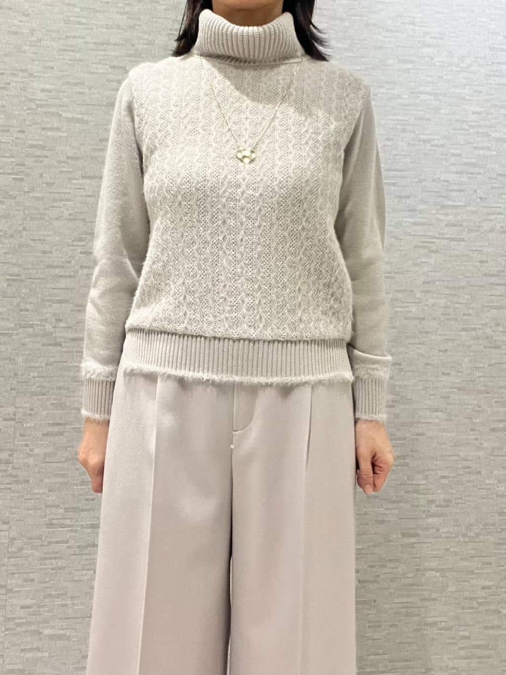 marikoさんの「Reflect｜【SS-4Lサイズ／衿が顔に当たらない◎】スタンドネックミドルコート」を使ったコーディネート
