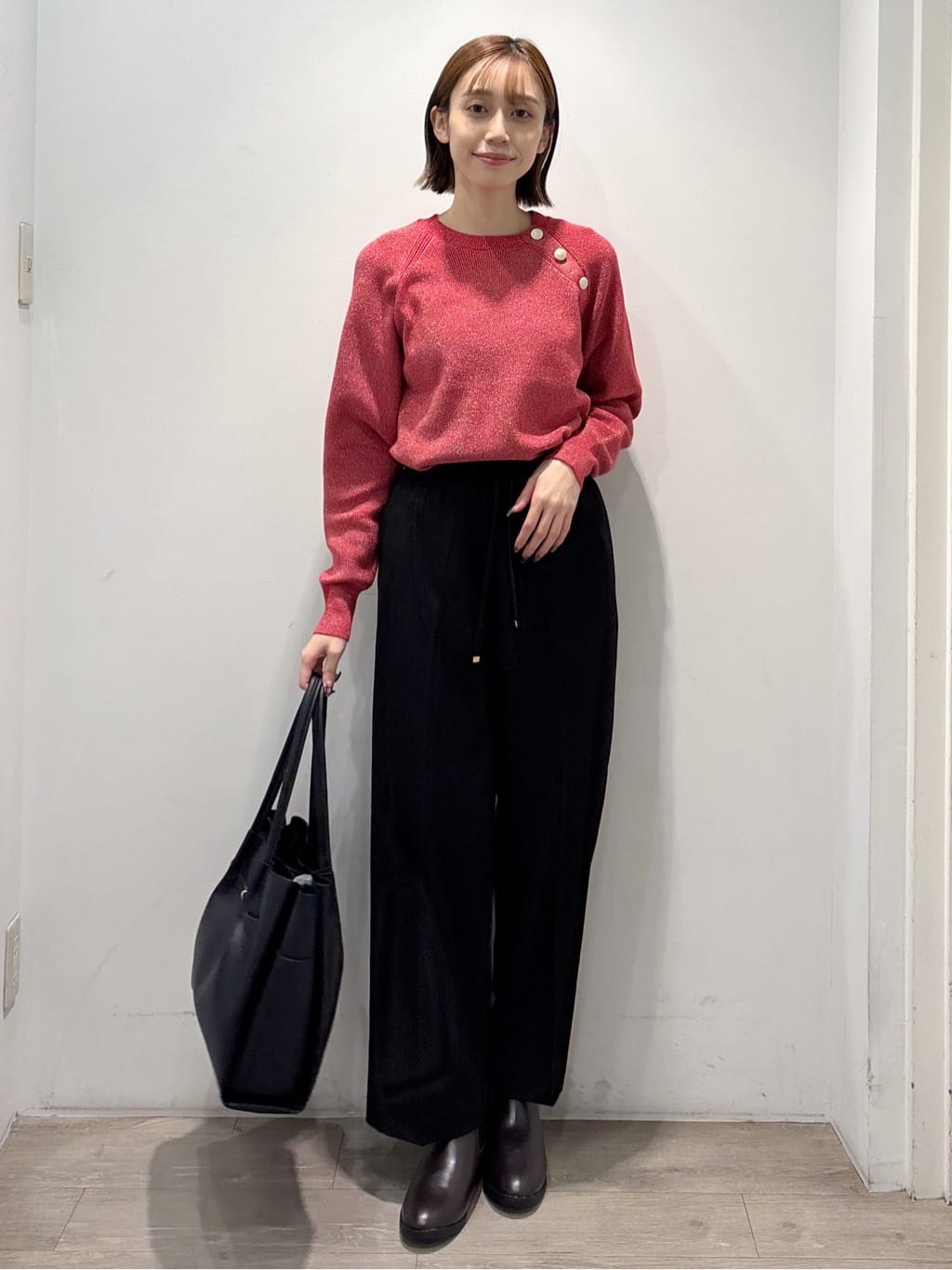 ぶまりんさんの「OPAQUE.CLIP｜ボタンデザインラメニット【洗濯機OK】」を使ったコーディネート