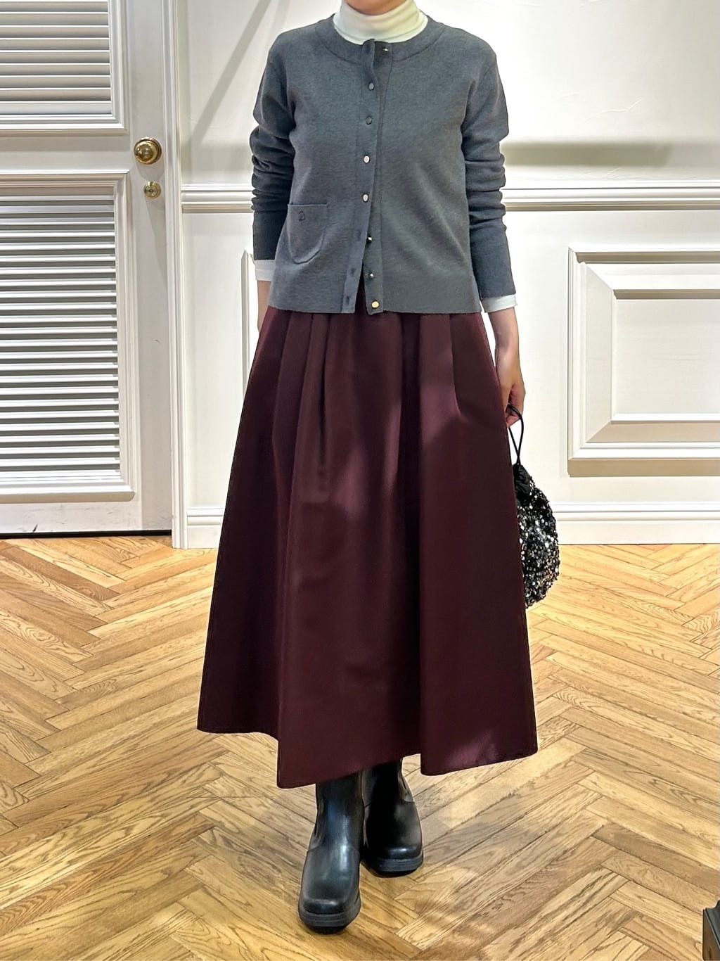 cocoさんの「DRESSTERIOR｜スパンコール2WAY巾着バッグ」を使ったコーディネート