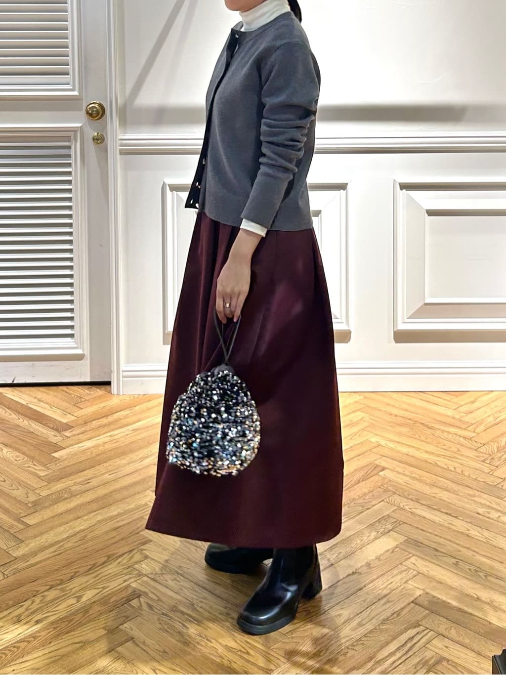 cocoさんの「DRESSTERIOR｜スパンコール2WAY巾着バッグ」を使ったコーディネート