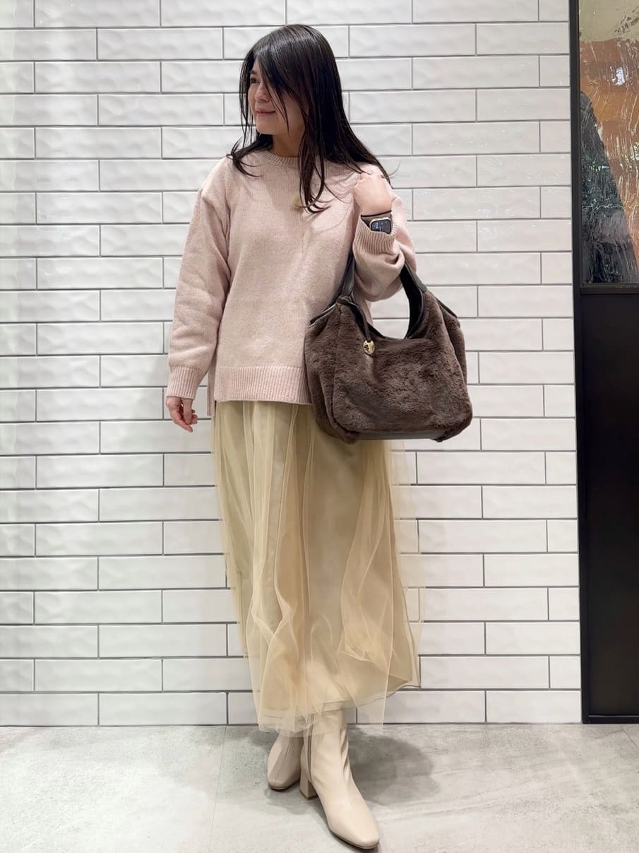 Minさんの「OPAQUE.CLIP｜リラクシークルーネックニット【洗濯機OK】」を使ったコーディネート