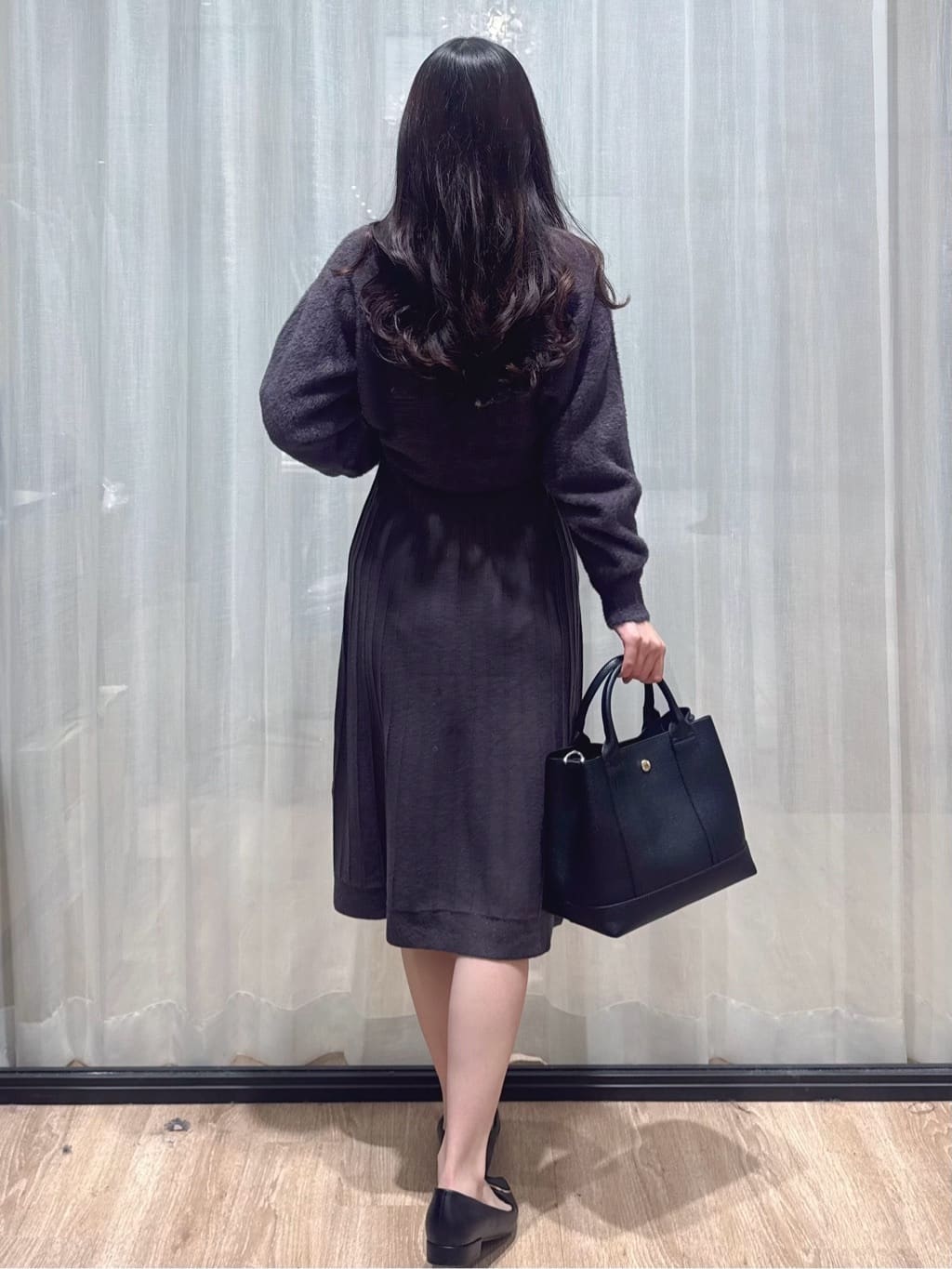 ぞうげさんの「OPAQUE.CLIP｜ラメフェザープルオーバーセット ニットワンピース【洗濯機OK】《XS～LL》」を使ったコーディネート