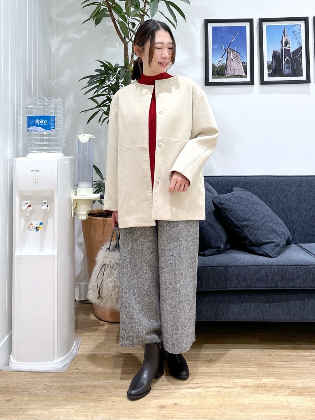 canaさんの「Dessin｜ウール混クルーネックコート」を使ったコーディネート