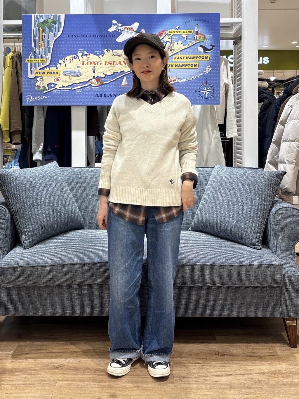 risaさんの「Dessin｜ウールカシミヤVネック」を使ったコーディネート