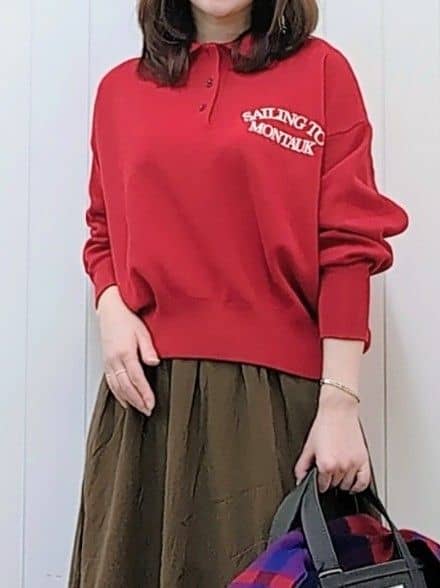 itoさんの「Dessin｜【洗える】フロッキーロゴ入り襟付きニット」を使ったコーディネート