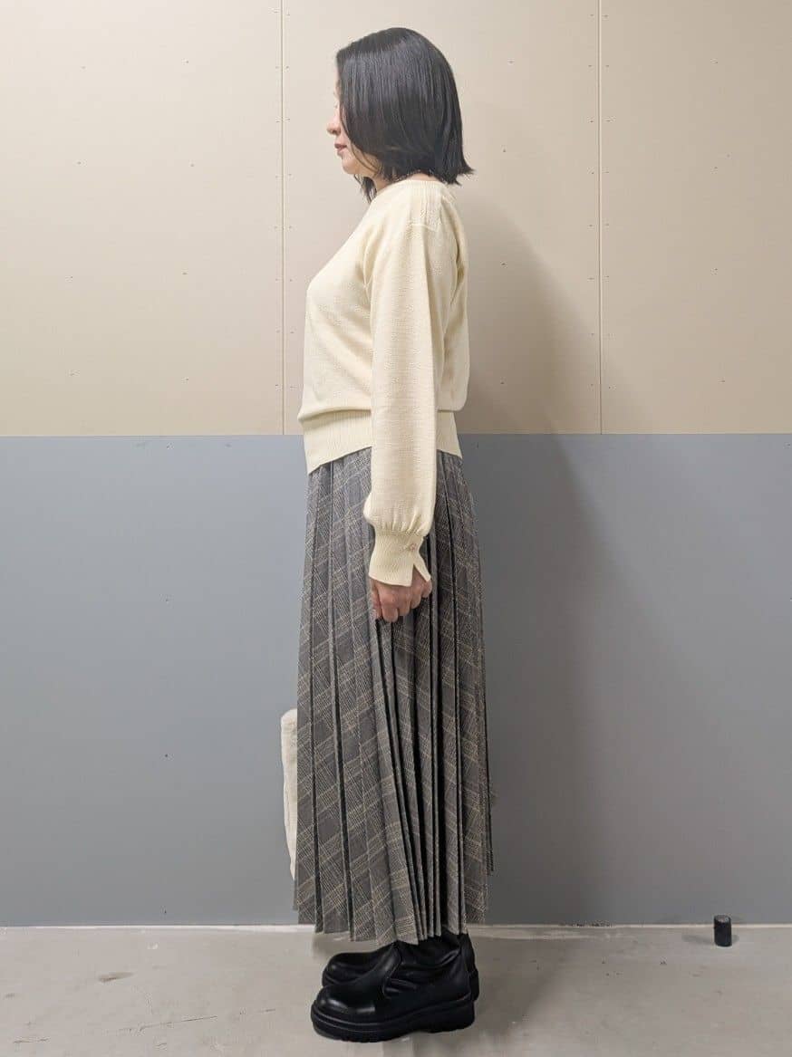 ゆきさんの「OPAQUE.CLIP｜ラメガーター編みボートネックニット【洗濯機OK】《8col／XS～LL》」を使ったコーディネート