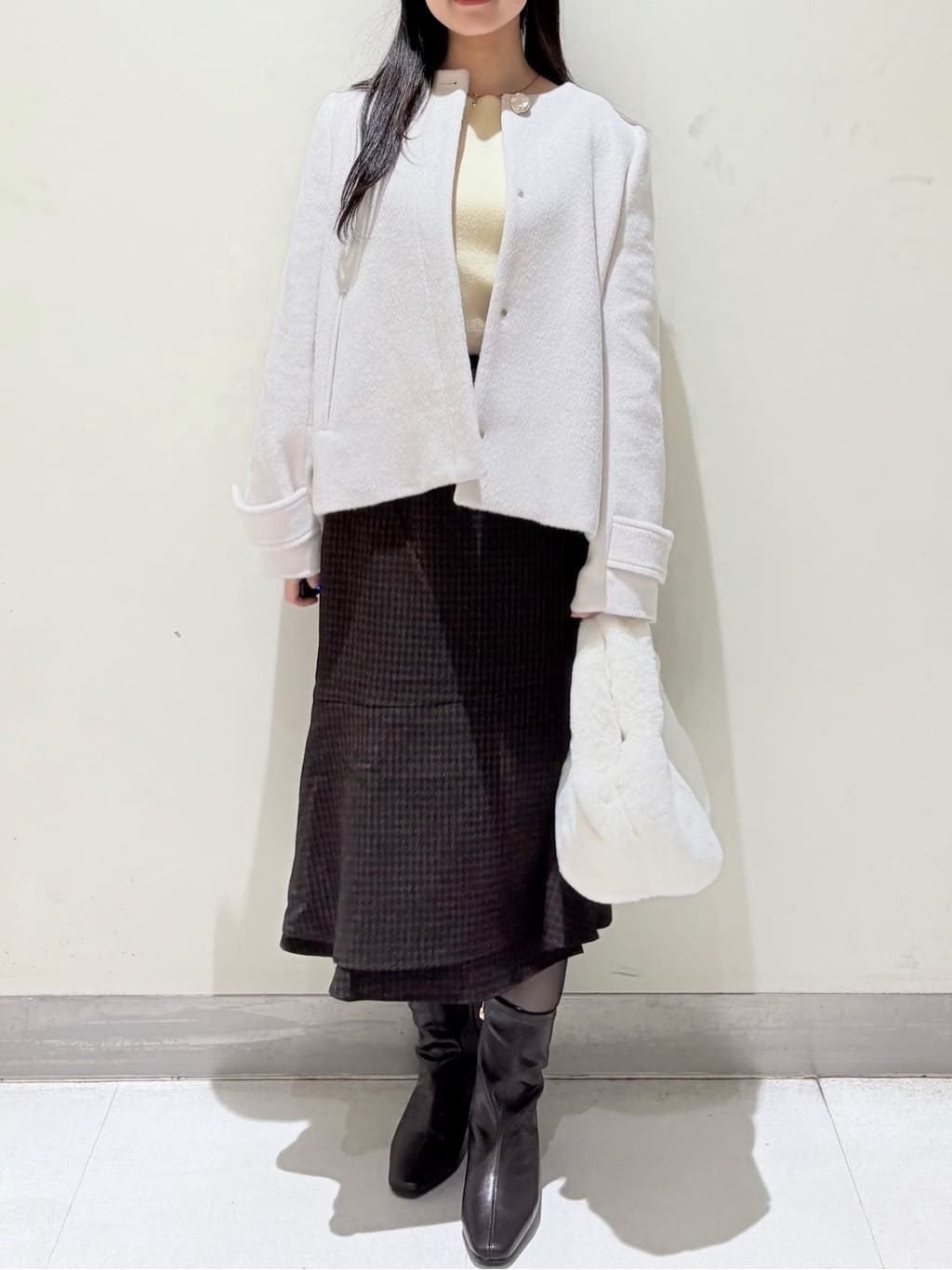 きみさんの「OPAQUE.CLIP｜ラメスカラップビジューデザインニット【洗濯機OK】《6col／S～LL》」を使ったコーディネート