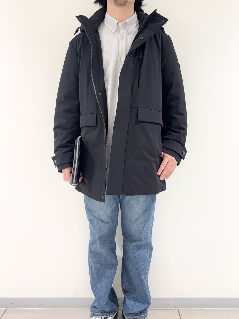 及川さんの「TAKEO KIKUCHI｜【None Of Stress】ストレッチ ダウンブルゾン」を使ったコーディネート