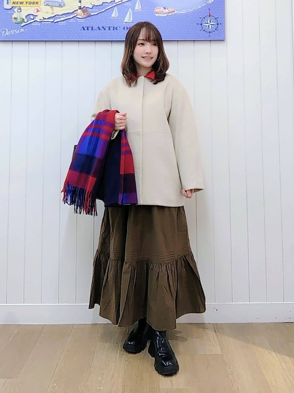itoさんの「Dessin｜ウール混クルーネックコート」を使ったコーディネート