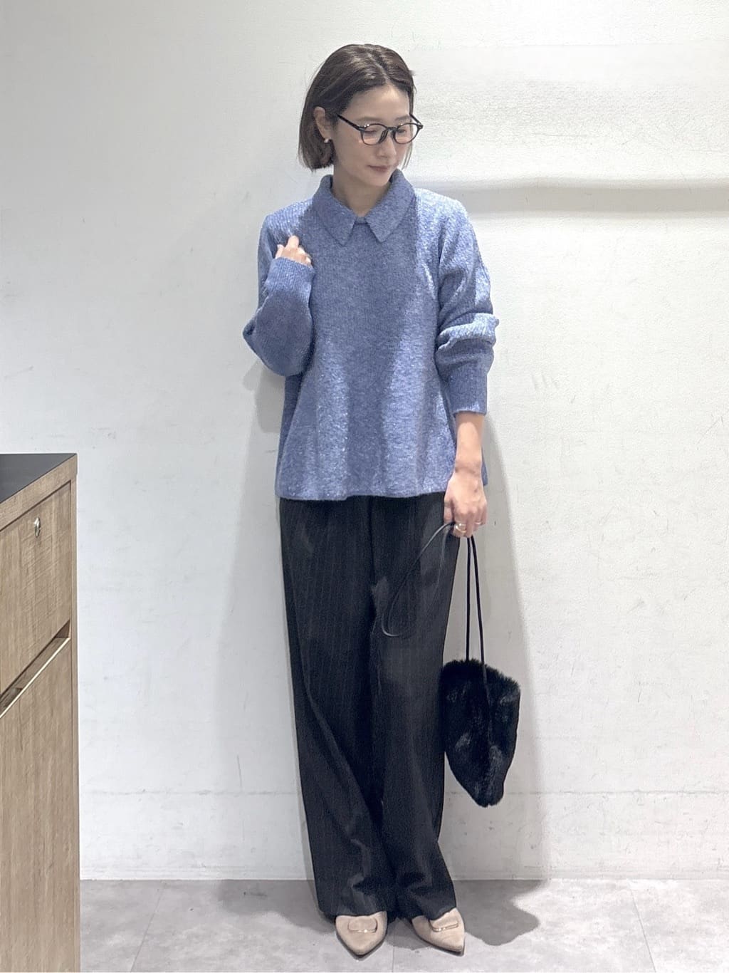 たけねぇさんの「OPAQUE.CLIP｜スパンコールラメ衿2WAYペプラムニット【洗濯機OK】」を使ったコーディネート