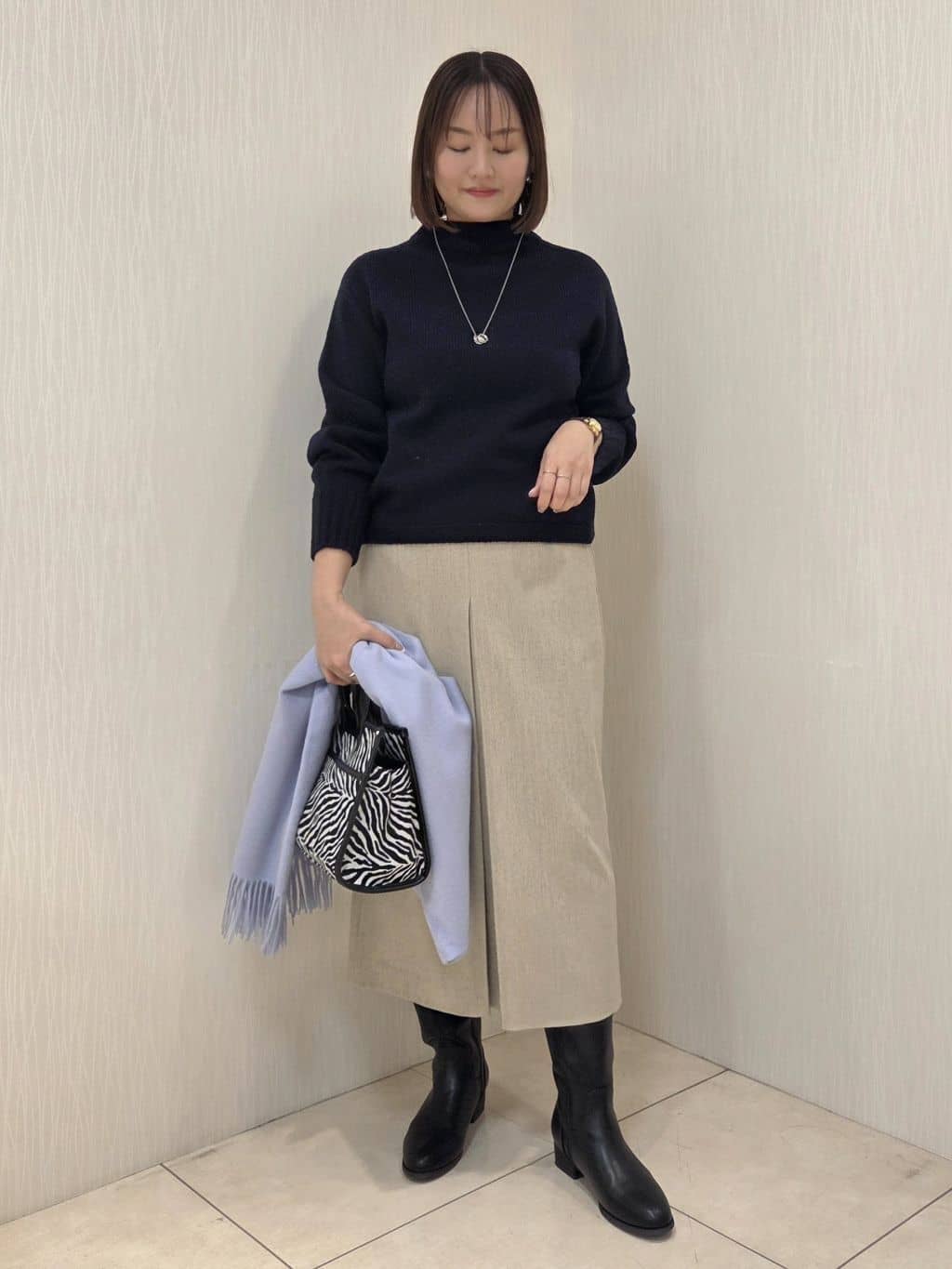 naokoさんの「UNTITLED｜【洗える】スポンディッシュ ボトルネックニット」を使ったコーディネート