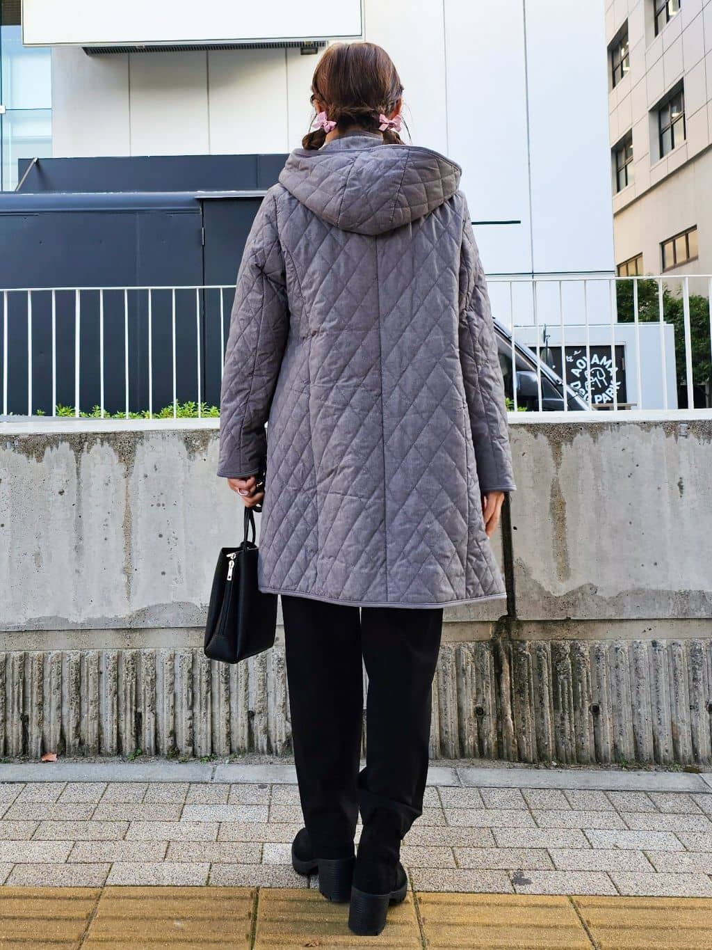 ゆゆさんの「SHOO･LA･RUE｜【撥水/フード取り外し可】自然にくびれる あったかダイヤ柄キルトコート【CIRCRIC】」を使ったコーディネート