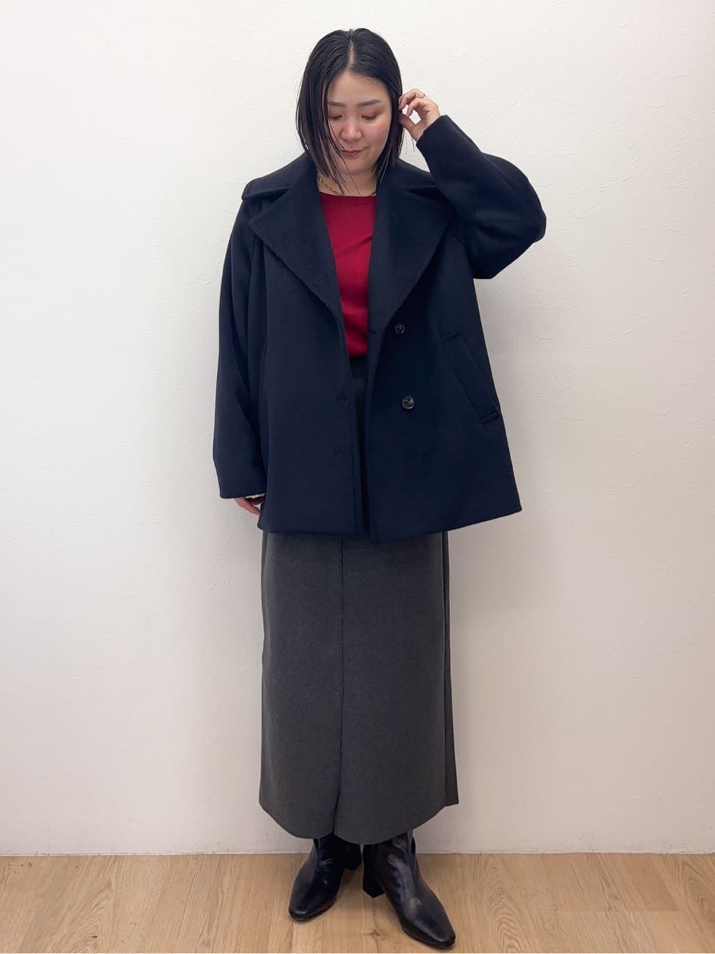 Takeさんの「OPAQUE.CLIP｜カシミヤブレンドウールミドルピーコート」を使ったコーディネート