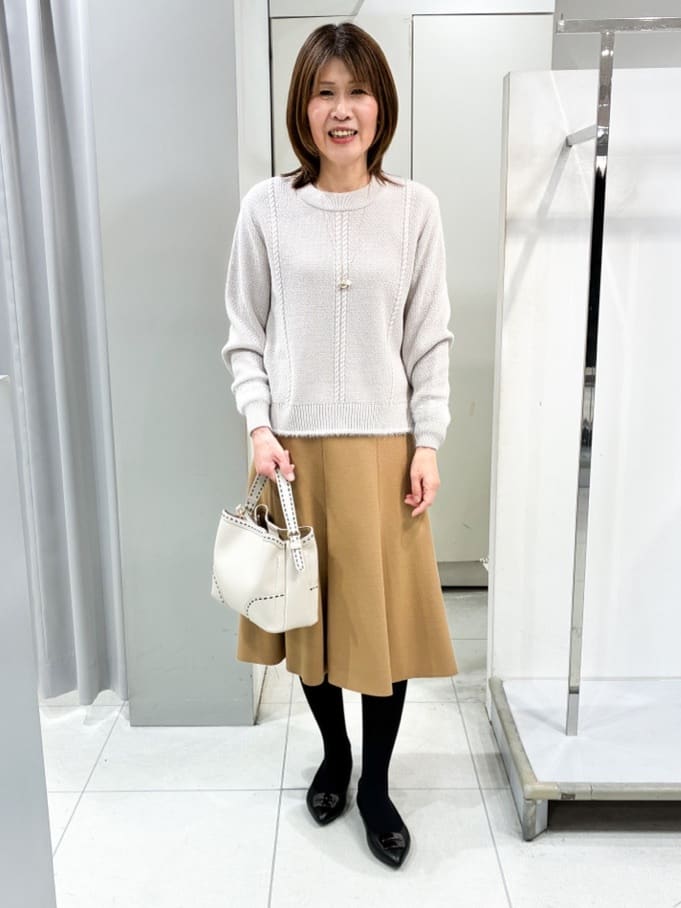 たみちゃんさんの「Reflect｜【ほんのりラメ感◎】ケーブル柄ニット」を使ったコーディネート