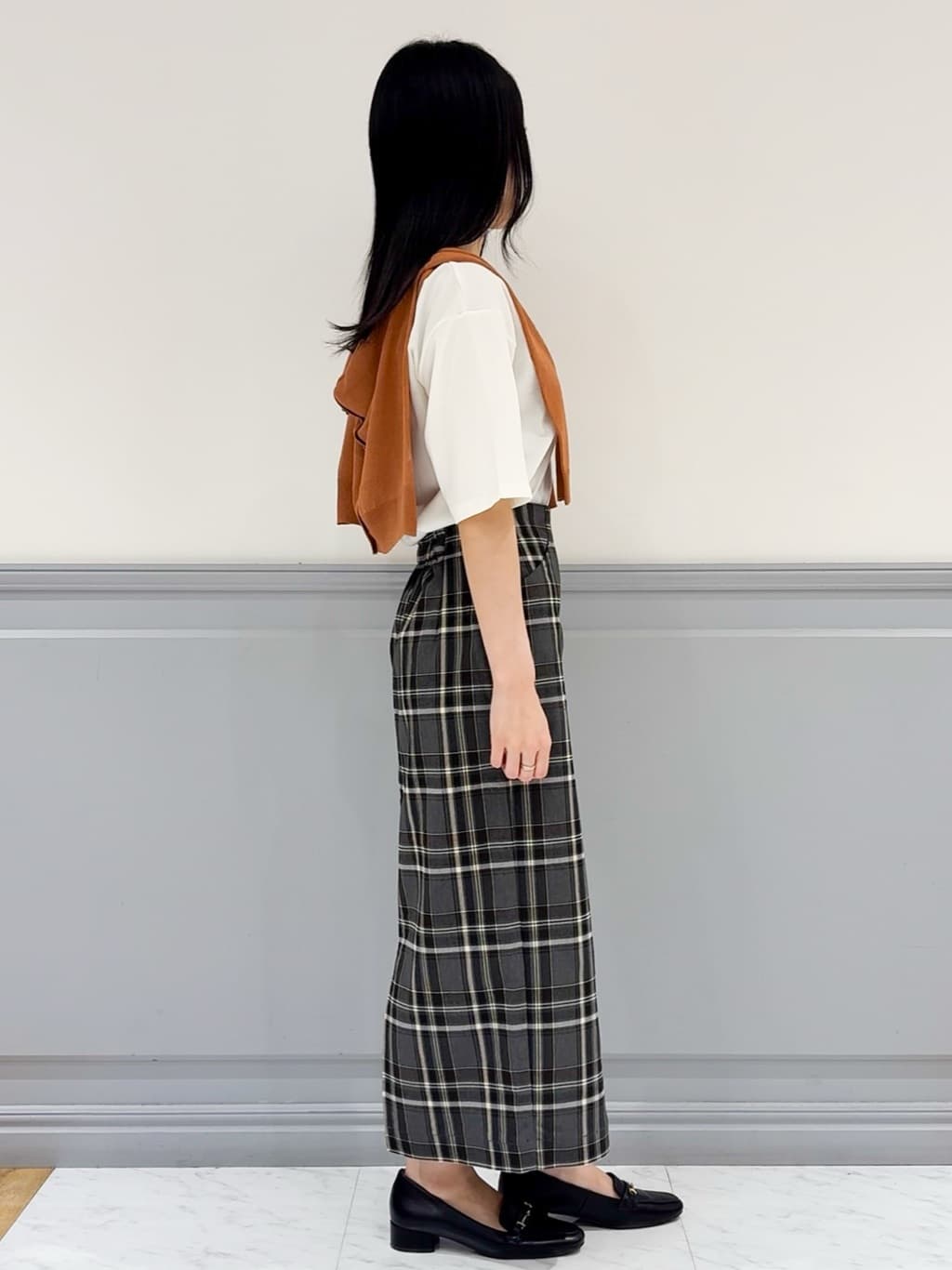 moeさんの「grove｜シアーボーダーカーディガン」を使ったコーディネート