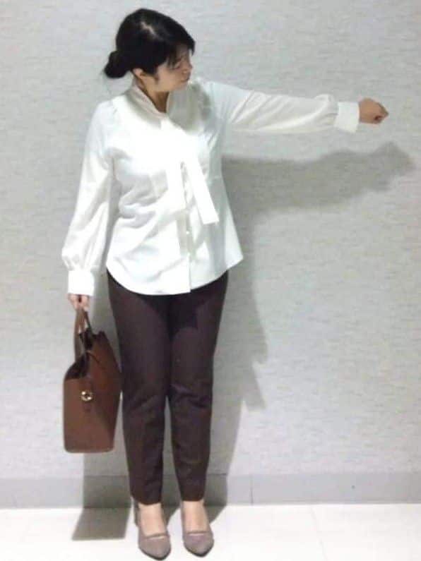 sakoさんの「Reflect｜【レイヤードに◎】ボウタイブラウス」を使ったコーディネート