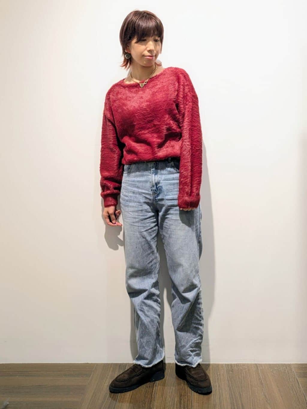 4410さんの「THE SHOP TK｜【華やかで柔らか】ふわふわフェザーニット/洗える・前後2WAY」を使ったコーディネート