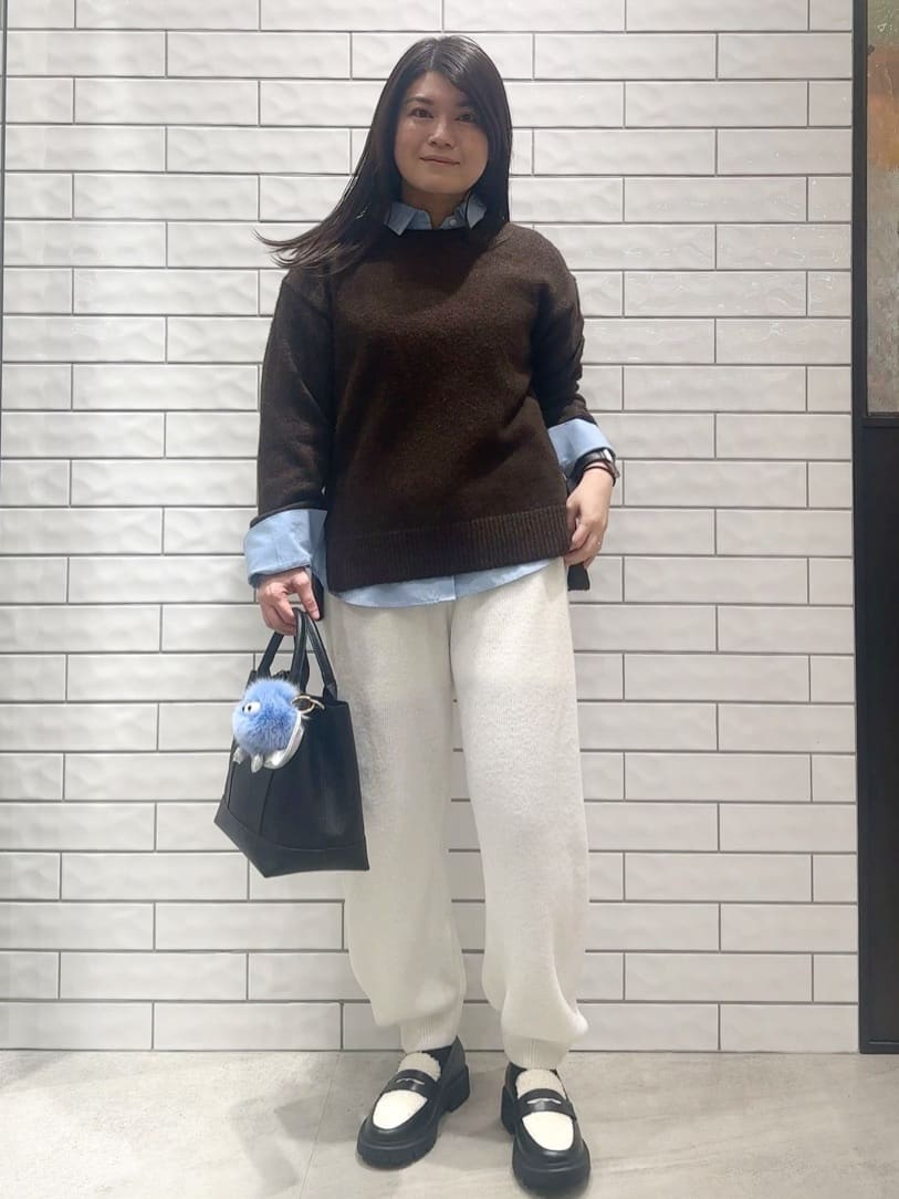 Minさんの「OPAQUE.CLIP｜リラクシークルーネックニット【洗濯機OK】」を使ったコーディネート