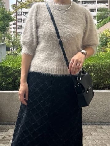 ga_riさんの「THE SHOP TK｜【大人の魅力引き出す】5分袖フェザーニット/洗える」を使ったコーディネート