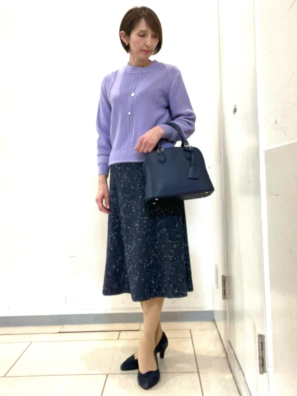 TOMOMIさんの「Reflect｜【ほんのりラメ感◎】ケーブル柄ニット」を使ったコーディネート