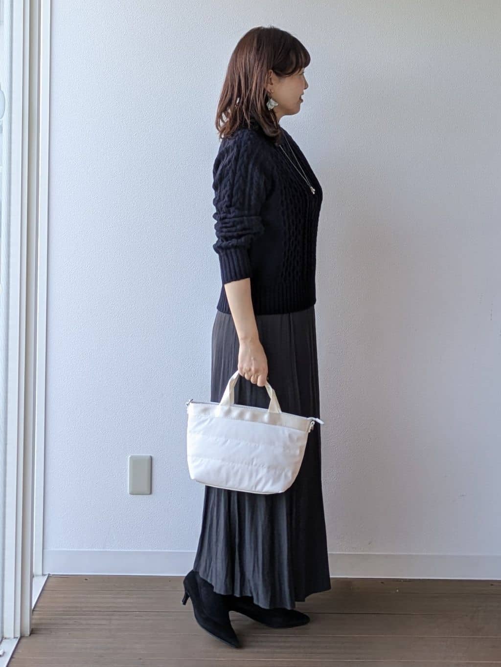 なみきさんの「UNTITLED｜【洗える】スポンディッシュ ケーブル柄ニット」を使ったコーディネート