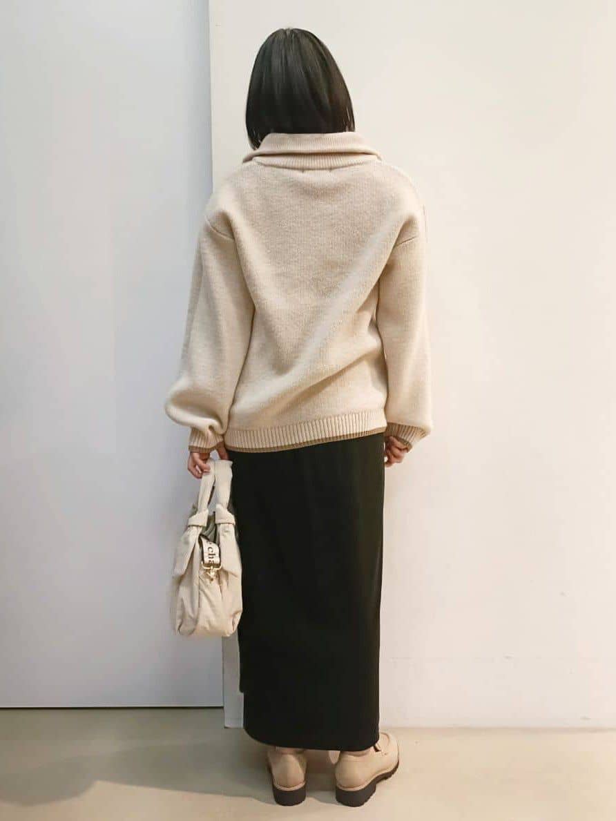 あんさんの「THE SHOP TK｜【洗える】ほど良くラフで女性らしい ハーフZIPニット」を使ったコーディネート