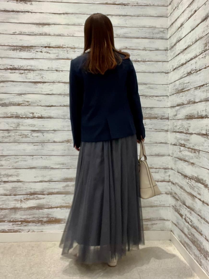 ゆっきーさんの「SHOO･LA･RUE｜【洗濯機可/セットアップ可/S-3L】きちんと楽に。カットジョーゼットノーカラージャケット」を使ったコーディネート