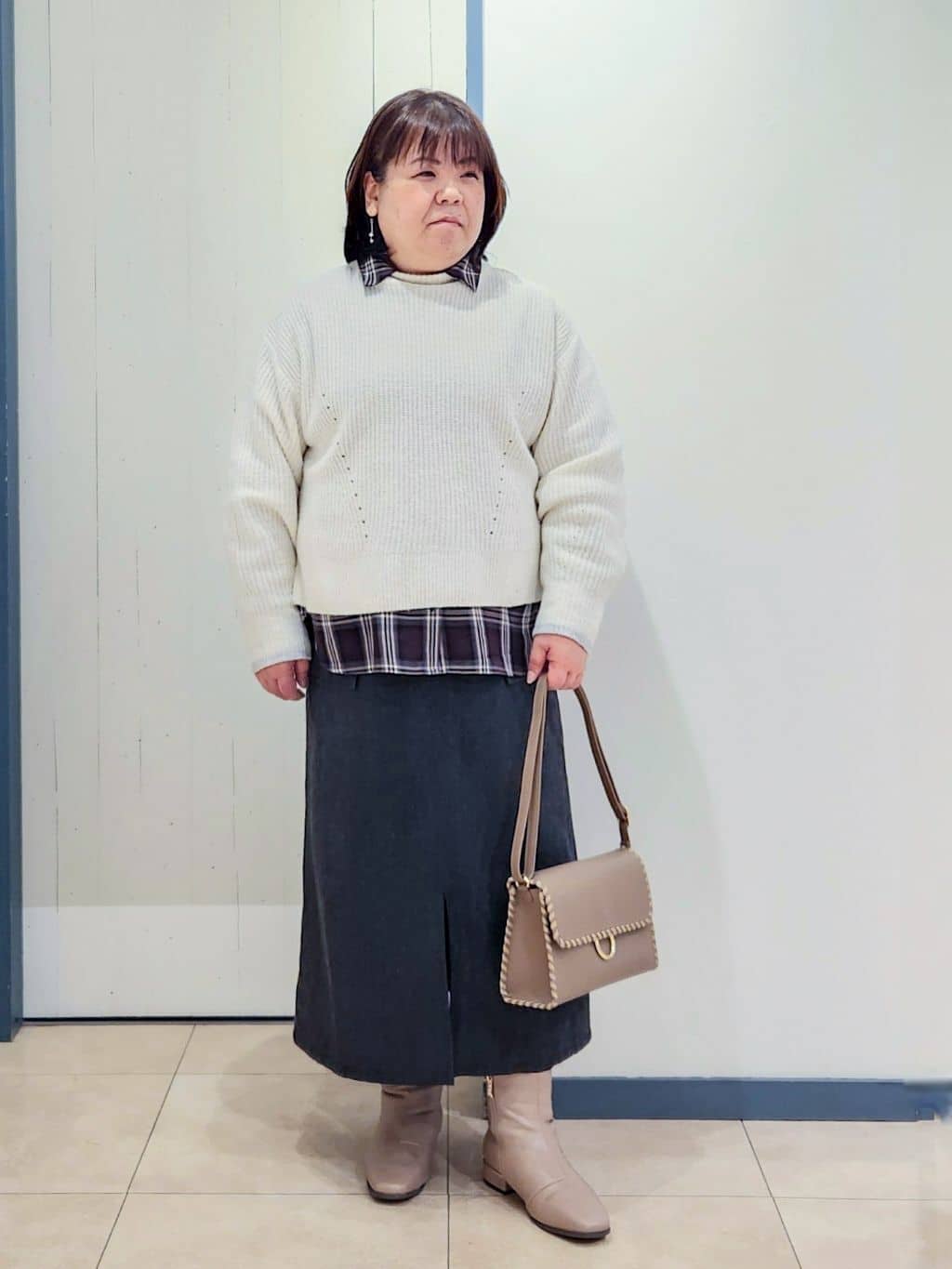 minoriさんの「grove｜すっきり見え、ステッチレス中綿コート」を使ったコーディネート
