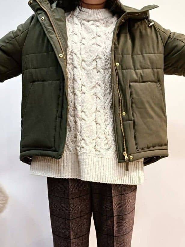 あんさんの「THE SHOP TK｜【すっきり見えシルエット】上品ふわもこ中綿ブルゾン」を使ったコーディネート