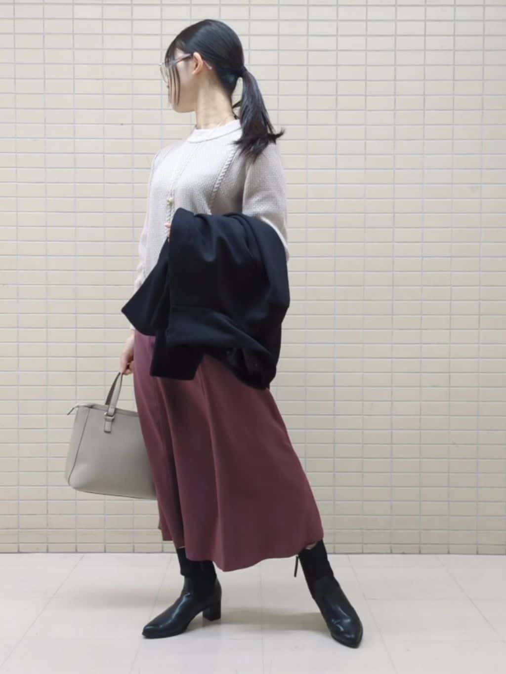 ひまりさんの「Reflect｜【SS-4Lサイズ／衿が顔に当たらない◎】スタンドネックミドルコート」を使ったコーディネート