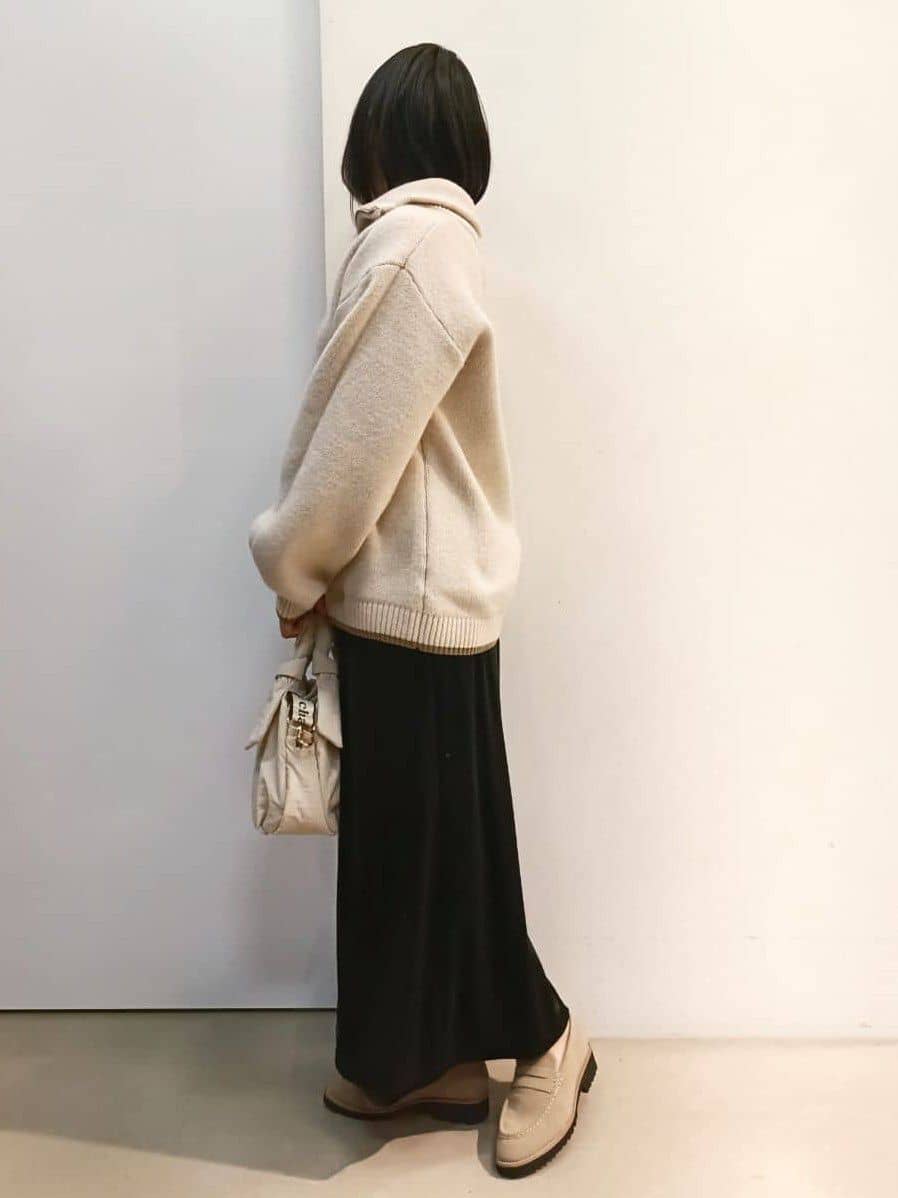 あんさんの「THE SHOP TK｜【洗える】ほど良くラフで女性らしい ハーフZIPニット」を使ったコーディネート