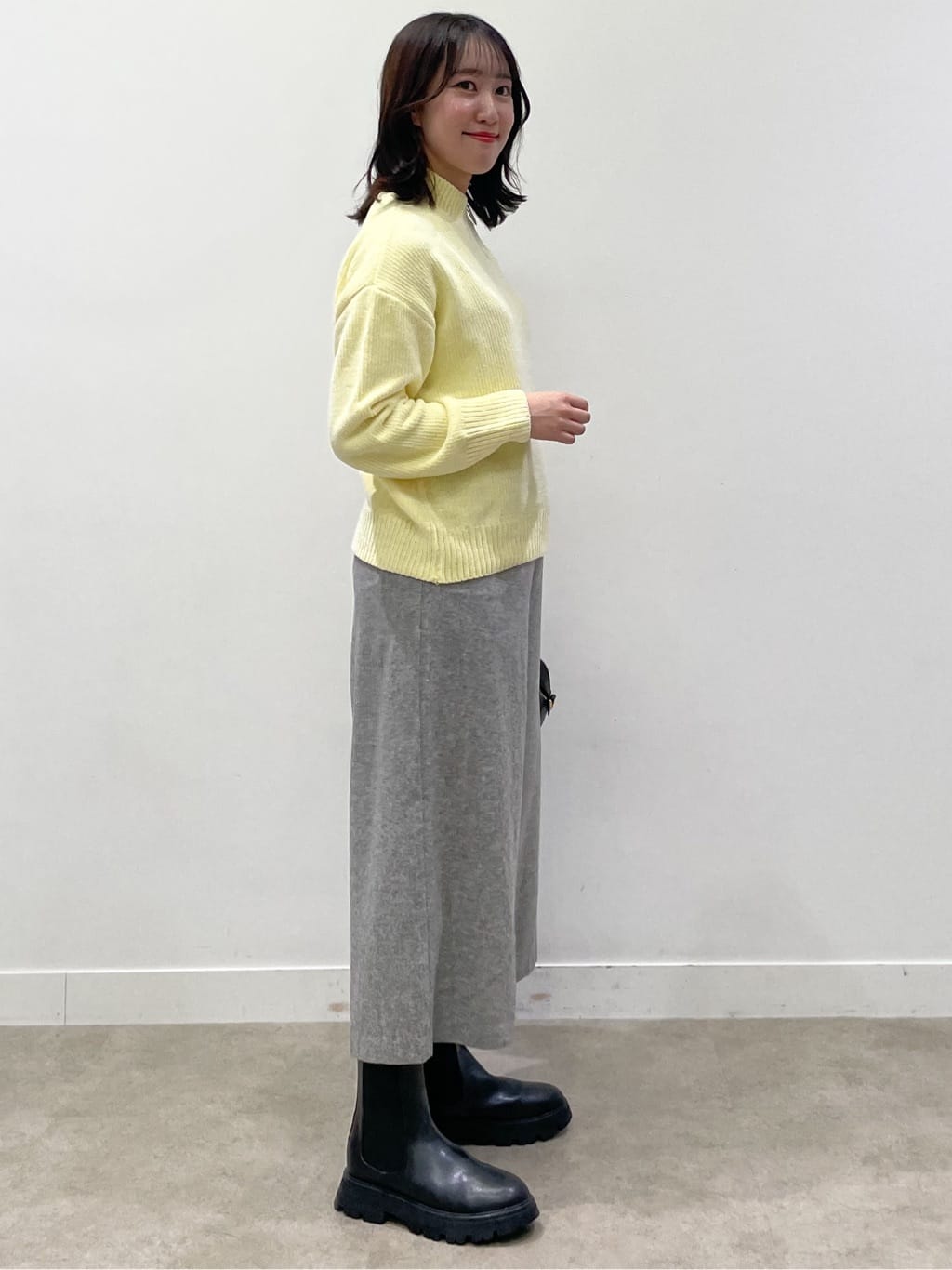 yukariさんの「Dessin｜【洗える】ハイネックベロアモールニット」を使ったコーディネート