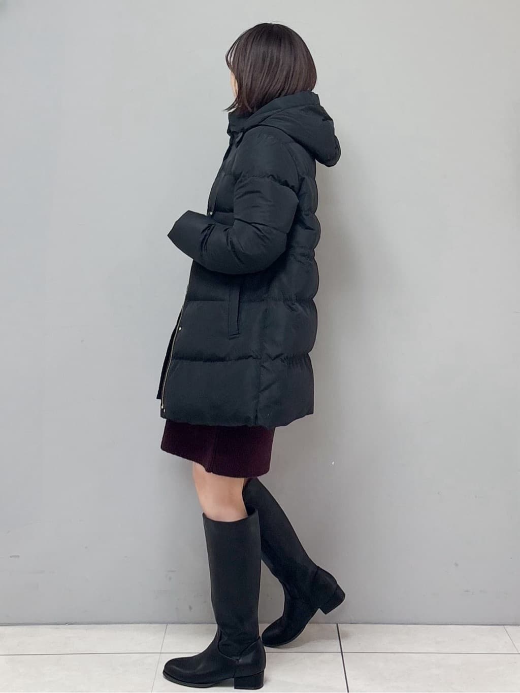 yさんの「OPAQUE.CLIP｜ウール混ケーブルスリーブミニワンピース【洗濯機OK】」を使ったコーディネート