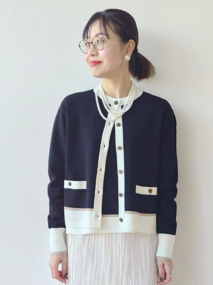MUTSUKOさんの「UNTITLED｜【アンサンブル可/ジャケット風】ウールミラノリブカーディガン」を使ったコーディネート