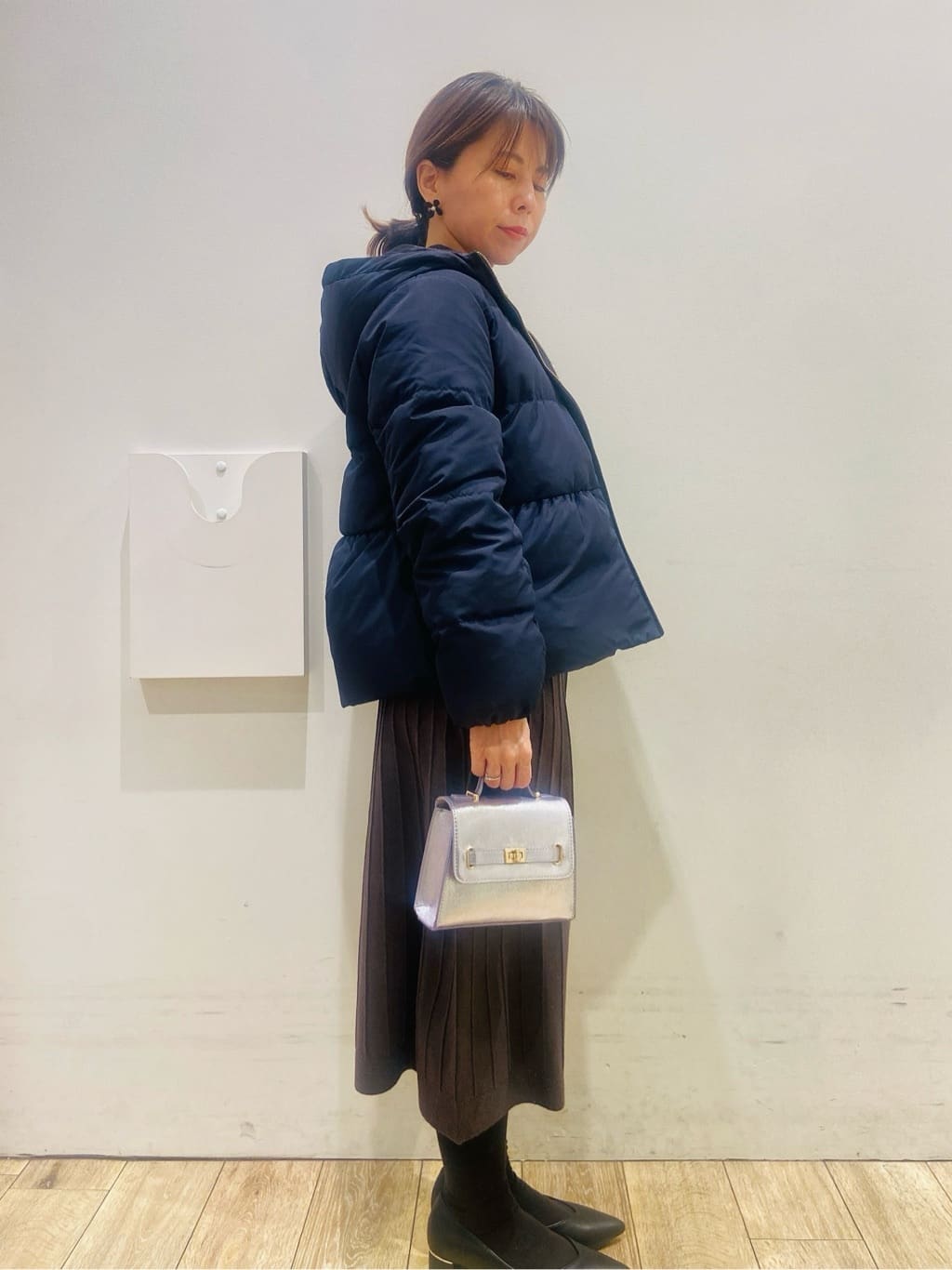 YUKOさんの「index｜ラメフェザープルオーバーセット ニットワンピース【洗濯機OK】《XS～LL》」を使ったコーディネート