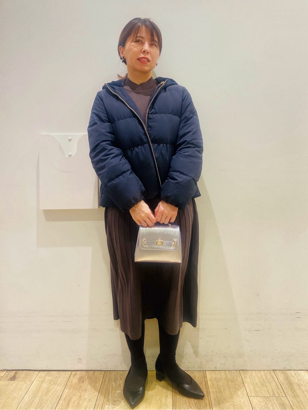 YUKOさんの「index｜ラメフェザープルオーバーセット ニットワンピース【洗濯機OK】《XS～LL》」を使ったコーディネート