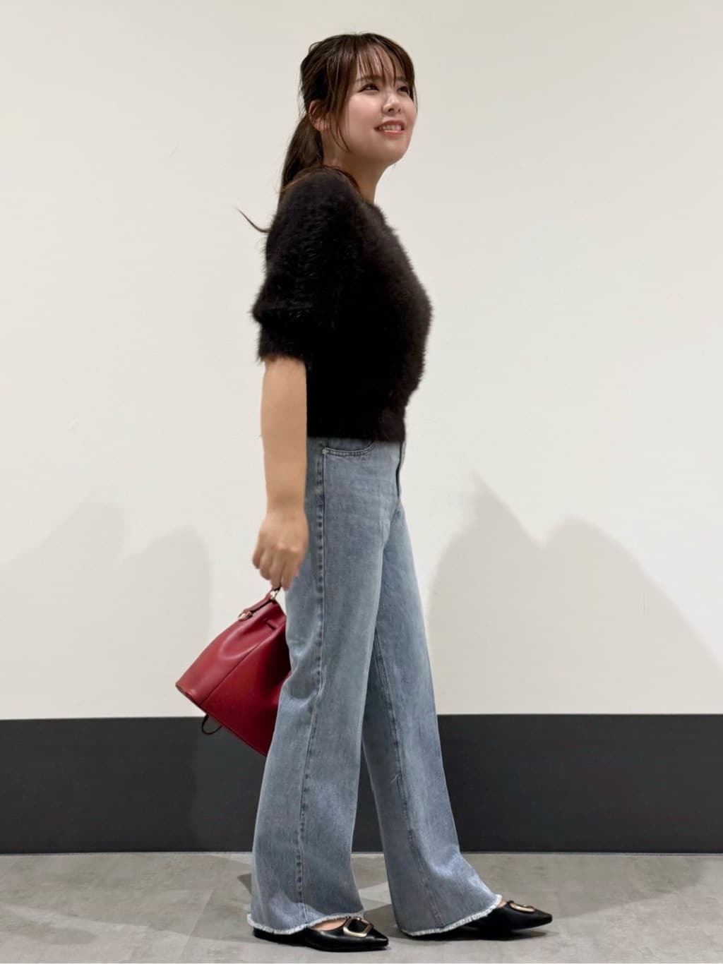 macchaさんの「THE SHOP TK｜【大人の魅力引き出す】5分袖フェザーニット/洗える」を使ったコーディネート