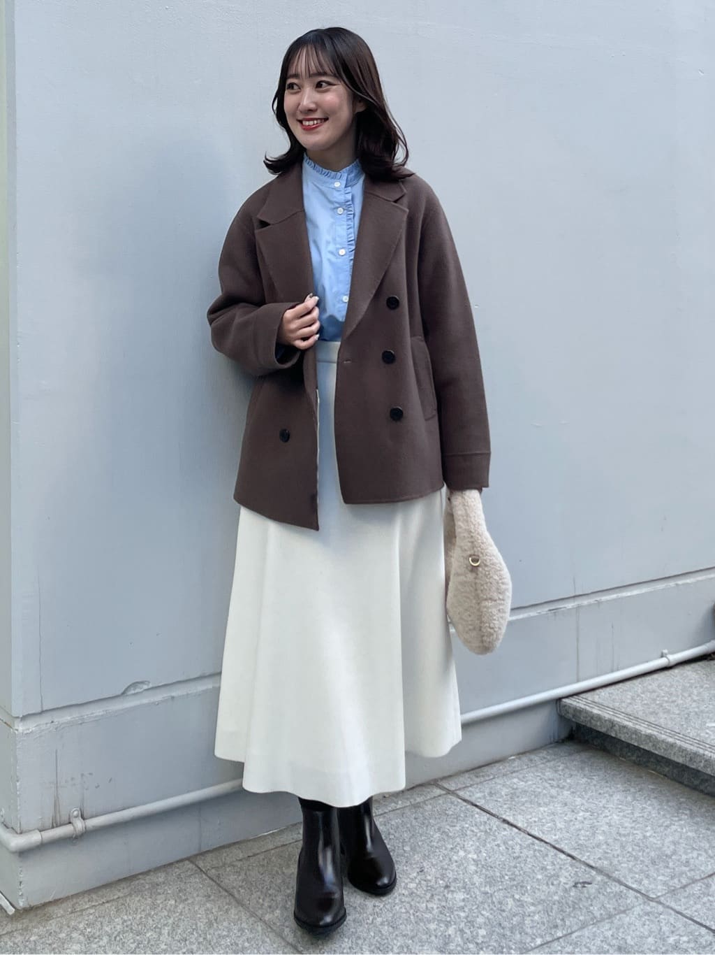 yukariさんの「Dessin｜【洗える】ウール混リバーメルトンコート」を使ったコーディネート