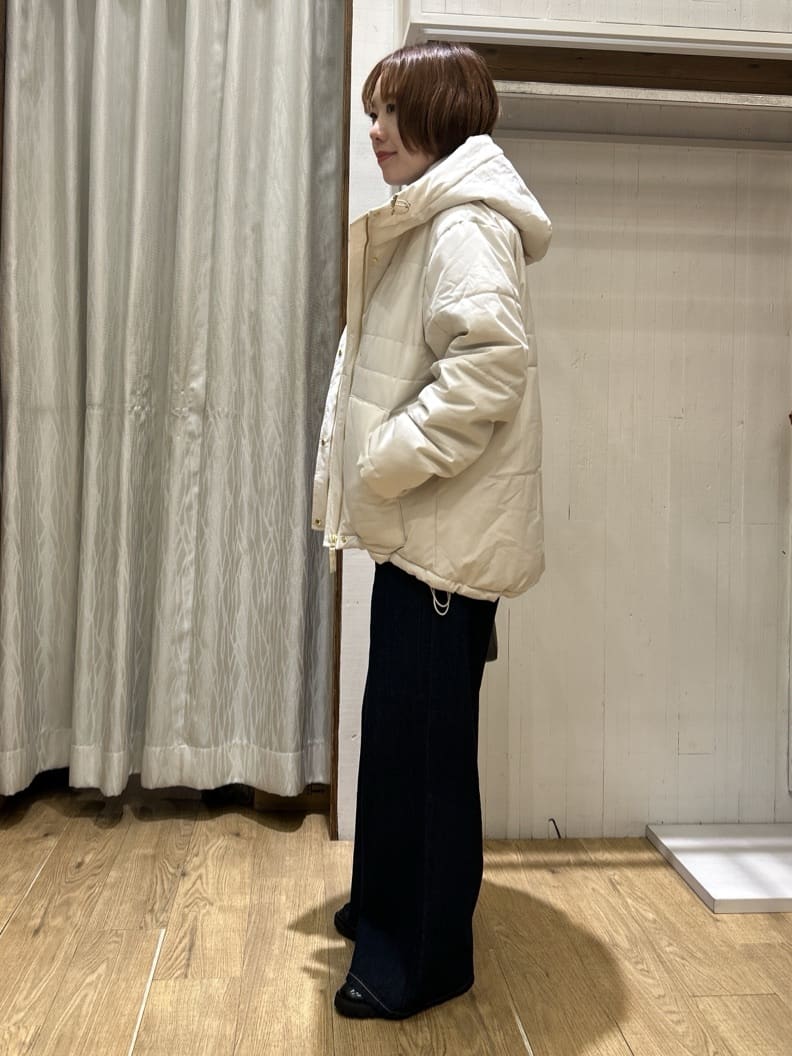 ga_riさんの「THE SHOP TK｜【すっきり見えシルエット】上品ふわもこ中綿ブルゾン」を使ったコーディネート