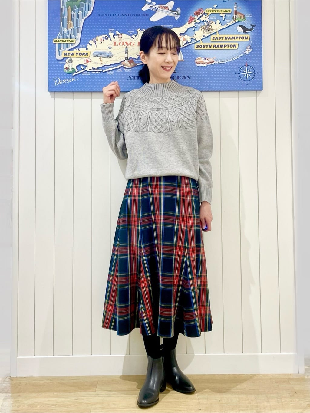uwatokoさんの「Dessin｜【洗える】チェック柄起毛フレアスカート」を使ったコーディネート