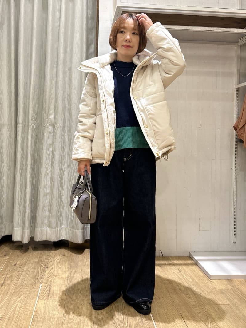 ga_riさんの「THE SHOP TK｜【すっきり見えシルエット】上品ふわもこ中綿ブルゾン」を使ったコーディネート