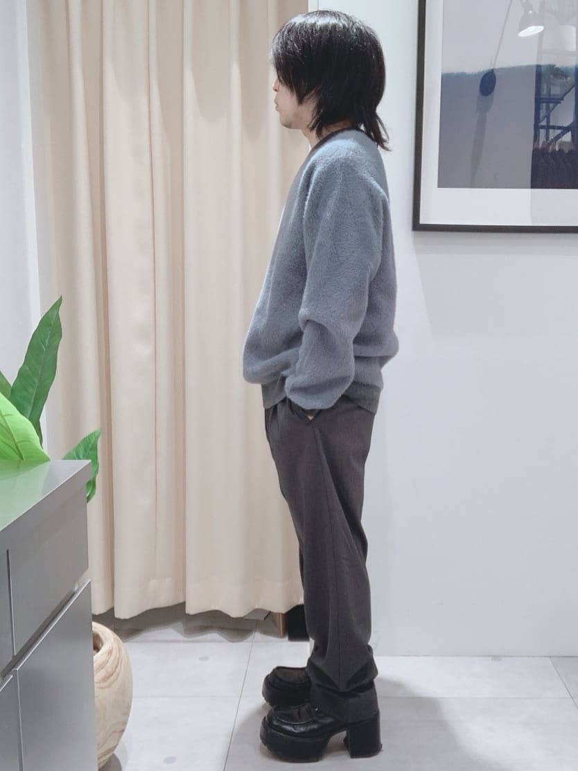 坂。さんの「THE SHOP TK｜【ふんわり心地いい肌触り】　ダイヤ柄シャギーニット」を使ったコーディネート