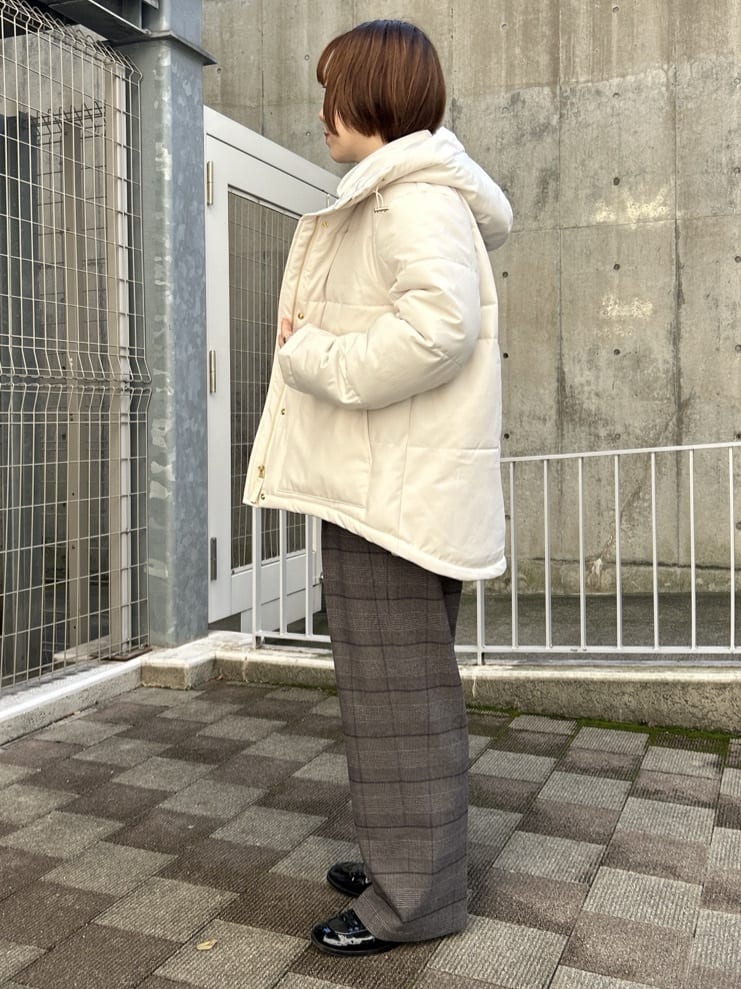 ga_riさんの「THE SHOP TK｜【すっきり見えシルエット】上品ふわもこ中綿ブルゾン」を使ったコーディネート