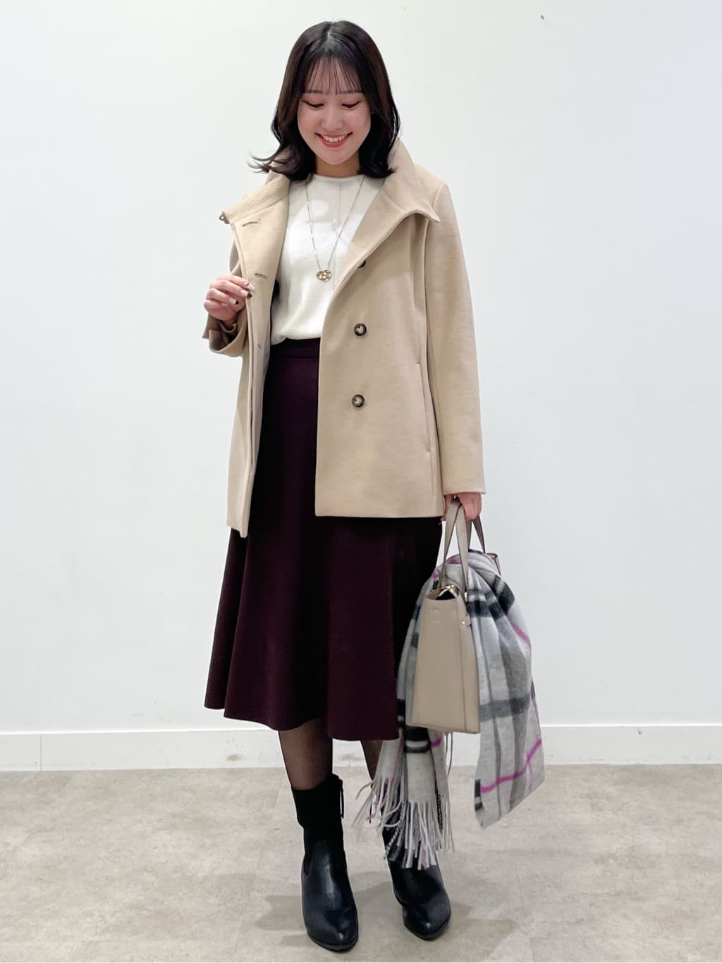 yukariさんの「Reflect｜【選べる8色／スカートにもパンツにも◎】ウール混ボートネックニット」を使ったコーディネート