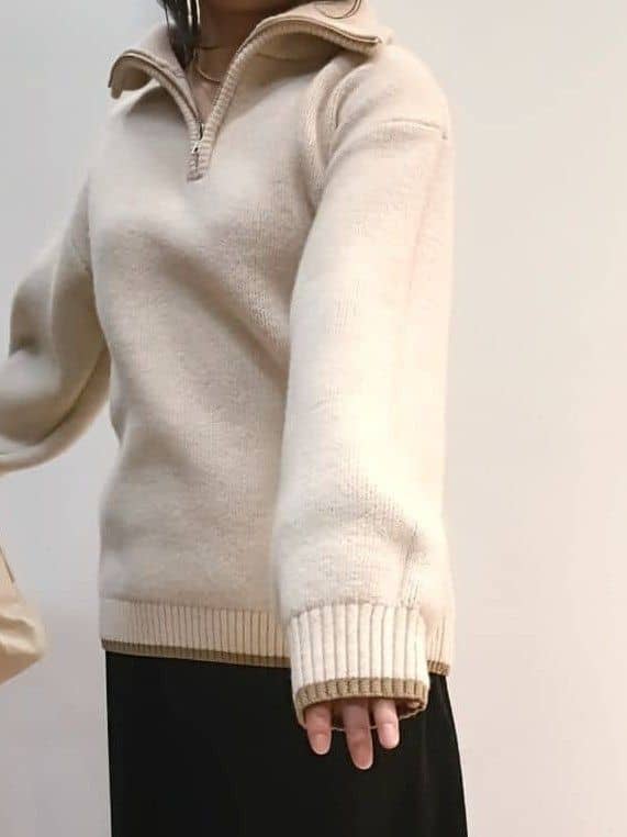 あんさんの「THE SHOP TK｜【洗える】ほど良くラフで女性らしい ハーフZIPニット」を使ったコーディネート