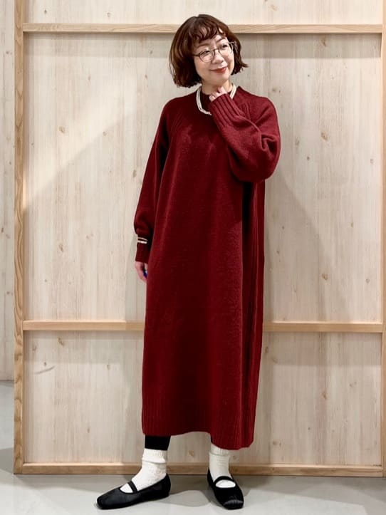 nakoさんの「THE SHOP TK｜ウール混杢調ハイネックワンピース」を使ったコーディネート