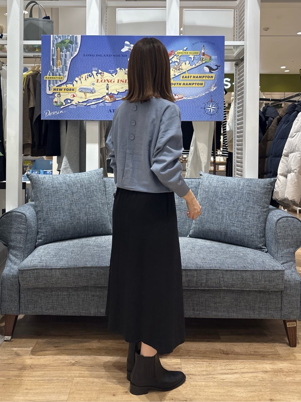 risaさんの「Dessin｜ウール混クルーネックコート」を使ったコーディネート